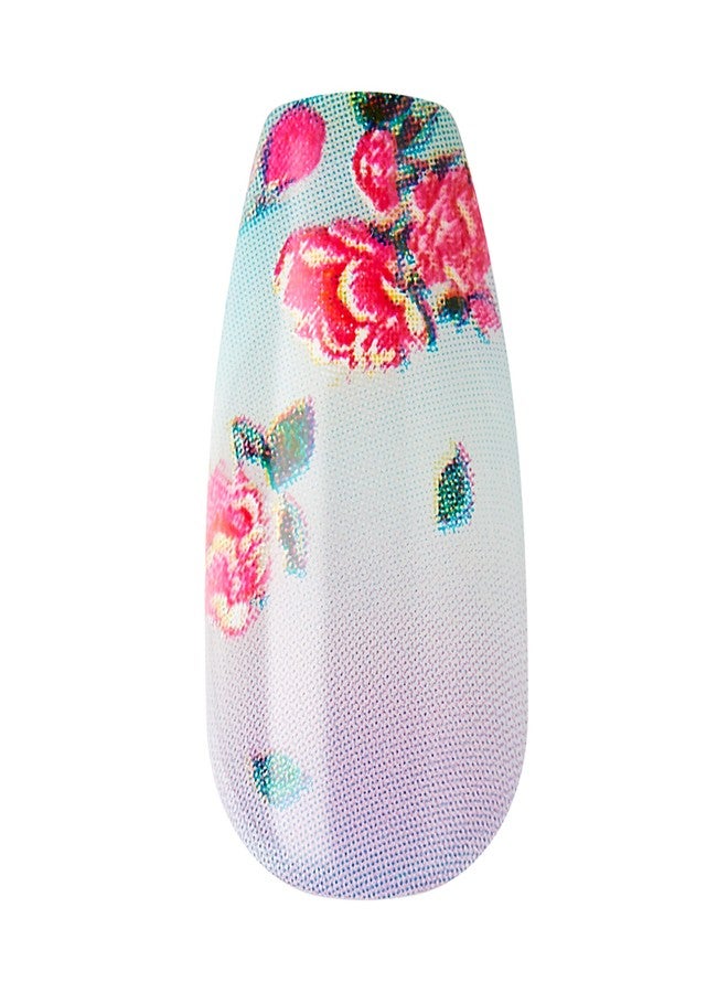 Impress KISS LoveShackFancy x imPRESS Press-On Manicure Limited Edition, Style "Lilac Crush" Medium Coffin Purple Press-On Nails, Includes Prep Pad, Mini Nail File, Cuticle Stick, & 30 Fake Nails - Image 4